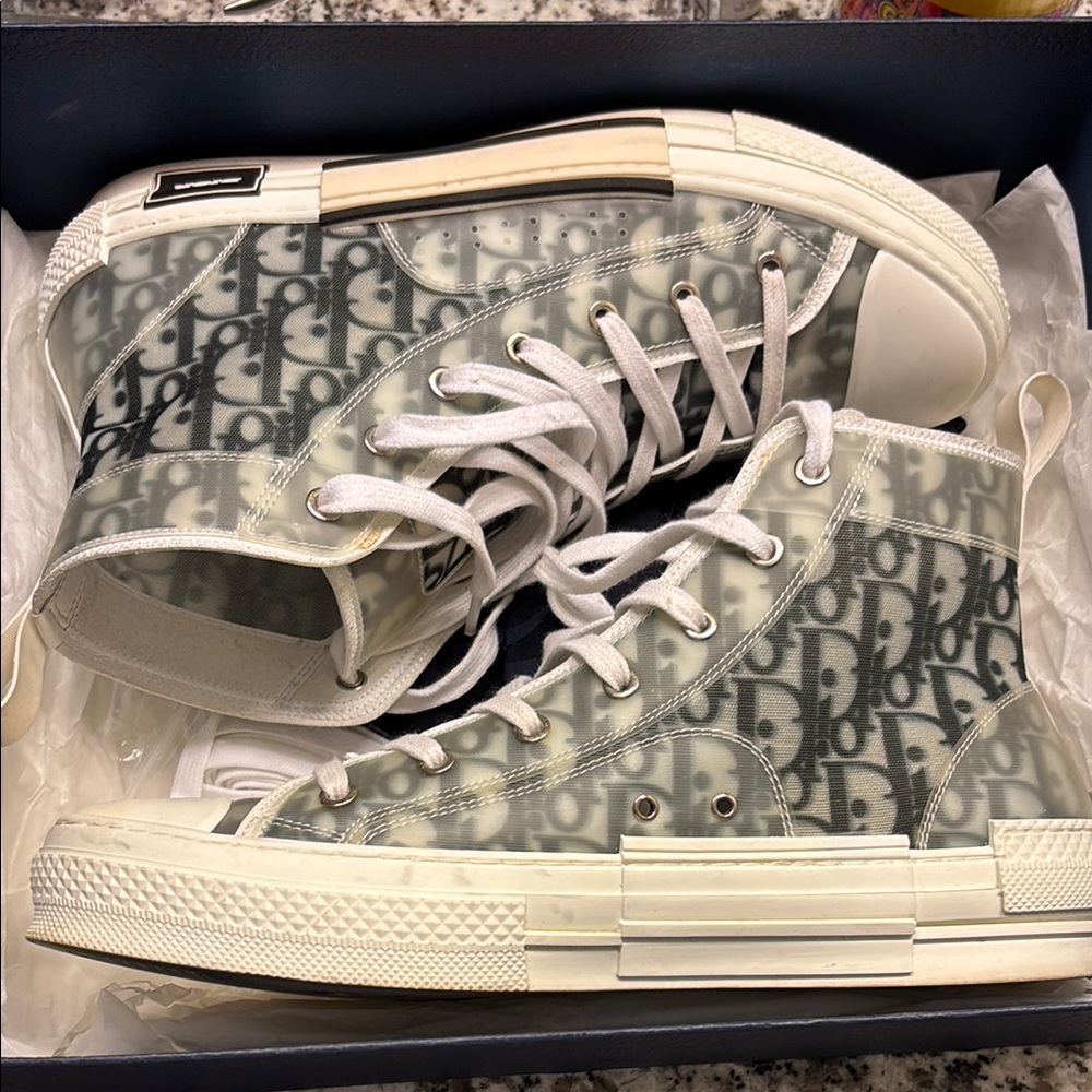 Dior High-Top Sneakers in Gray and White